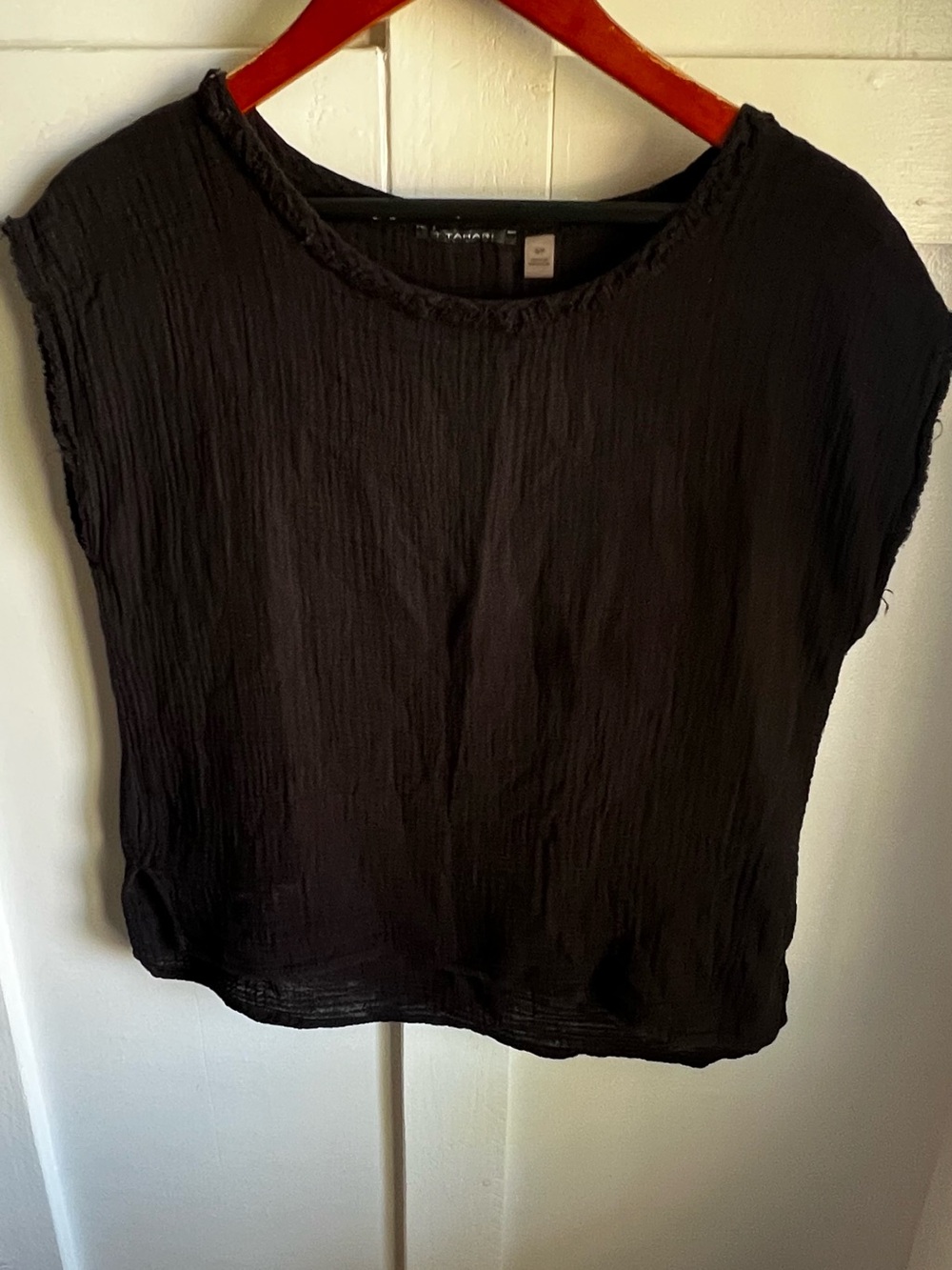 Tahari Black Gauze Top